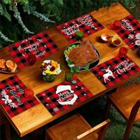 【CC】◇  1pcs Placemats New Reversible Heat-Resistant Claus mat for Xmas Decoration