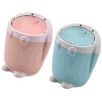 ✐▤﹍ Container Desk Garbage Bucket Tabletop Can Countertop Desktop Trash Lid Bedside Small Waste Cute