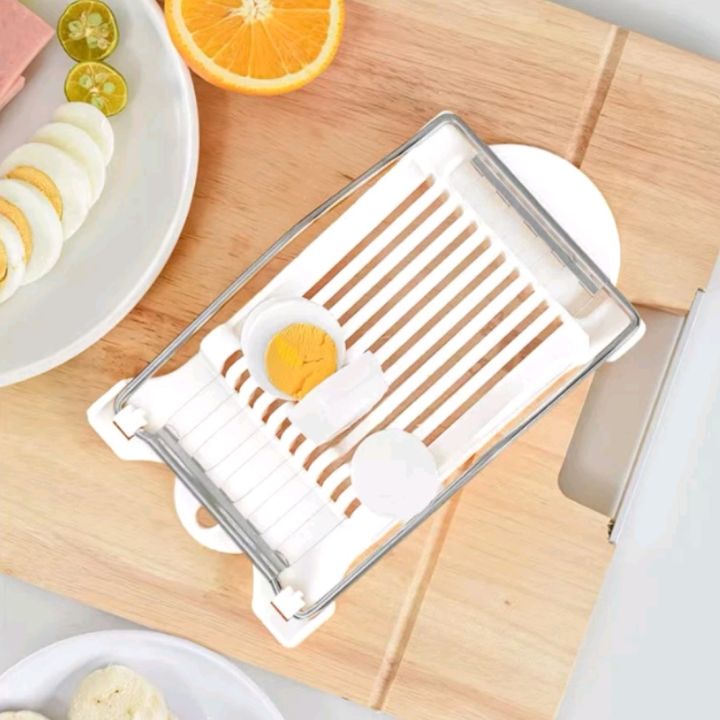 Stainless Steel Wires Slicer Kitchen Food Cutter for Luncheon Meat Ham Boiled Egg Cheese Sushi Fruit Cutting, Orange