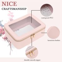 Clear Makeup Bag Organizer Portable Travel Toiletry Cosmetic Bag Case for Women Heavy Duty Makeup Pouch Clear Vinyl Window&amp;Zippe