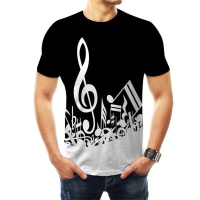 2023 Music Notes 3D Printed T-shirt Men Women Summer Funny Short Sleeve Fashion Casual Hip Hop Streetwear Tops Oversized T Shirt