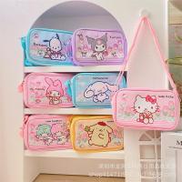 Cute Sanrio Hello Kitty Kuromi Shoulder Bag Cartoon Pochacco Student Wallet Storage Bag Rectangle Large Capacity Crossbody Bag