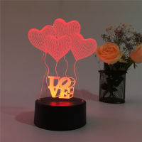 3D Illusion LED Night Light Valentine Gift Led Lights for Room Decoration Multi Color Changing Acrylic Table Lamp