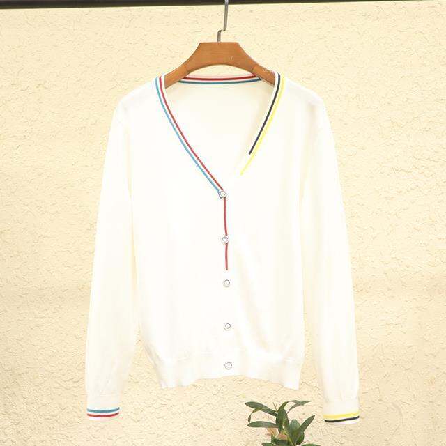 เสื้อคาร์ดิแกนถักสำหรับผู้หญิงสีดำเสื้อสเวตเตอร์ถักสไตล์-mode-korea