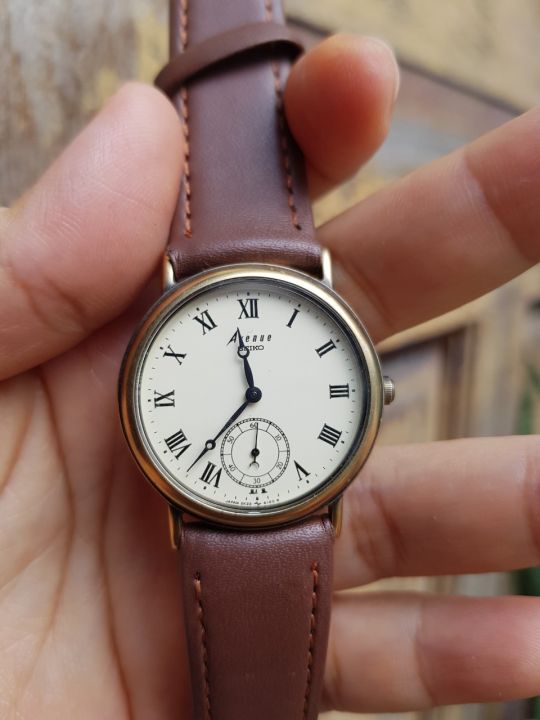 Đồng hồ nữ hiệu Seiko dây lụa vàng trang sức si Nhật size mặt 21.8mm cả núm  2hand vintage HCM - MixASale