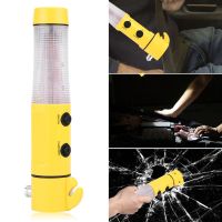 【สิ่งดีๆแนะนำ】4 in 1 Car Emergency Escape Hammer Safety Seat Belt Cutter LED Torch Warning Flashlight