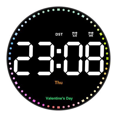 Digital Wall Clock with Colorful Light,10Inch LED Digital Clock with Remote,Time Alarm Clock for Living Room Office Gym