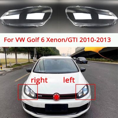 ไฟหน้ารถแบบใสโป๊ะไฟแบบโปร่งใสฝาปิดเลนส์ซ้าย/ขวาสำหรับ VW Golf 6 Xenon /Gti 2010 2011 2012 2013อุปกรณ์เสริมรถยนต์