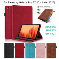 S Amsung G Alaxy Tab A7 10.4นิ้ว (2020) เคส SM-T500 SM-T505 SM-T507ที่มีคุณภาพสูงหนัง PU ยืนพลิกปกที่สวยหรู3D ต้นไม้สไตล์ที่มีช่องเสียบการ์ดปากกาหัวเข็มขัด