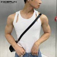 hot【DT】 2023 Men O-neck Sleeveless Breathable Hollow Out Vests Streetwear Color Clothing S-5XL