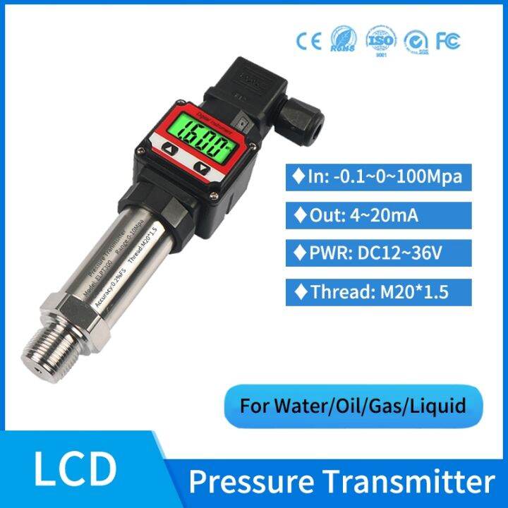 LCD Display Hydraulic Piezoelectric Pressure Transducer Water Fuel Oil