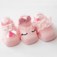 ถุงเท้าข้อเท้าทารกแรกเกิด KAOS Kaki Anak Perempuan ผูกโบว์สำหรับเด็กทารกหัดเดินชุดของขวัญ3ppcs