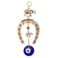 Blue Eye Wall Decor นำโชค Home Protection Eye Pendant With Golden Elephant Horseshoe For Door Office