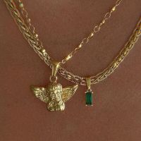 Bohemia Multilayer Cherub Pendant Chain Necklace For Women Trendy Gold Color Big Thick Chain Necklaces 2021 Jewelry