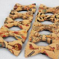 Men Vintage Fashion Birds Print Cork Bowtie For Man Wooden Wedding Casual Floral Flower Retro Wood Bow Tie Butterfly Accessories Nails Screws Fastener