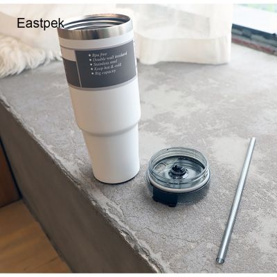 Eastpek Travel Large capacity stainless steel vacuum flask with straw coffee cup Water Bottle Stainless Steel Tumbler