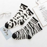 1 Pair New Kawaii Cute Socks Women Red Dairy zebra Pattern Soft Breathable Cotton Socks Ankle-High Casual Comfy Socks Fashion St