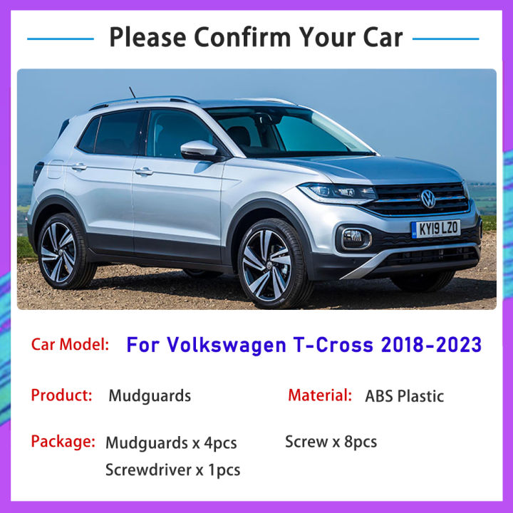 บังโคลนรถสำหรับโฟล์คสวาเกน-vw-t-cross-2023-2022-2021-2020-2019-2018ด้านหน้าล้อหลังบังโคลนยามสาดโคลนอวัยวะเพศหญิงพิทักษ์