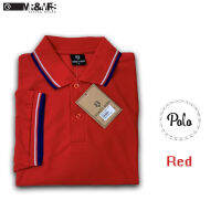 เสื้อโปโลชาย เสื้อคอปกชาย แขนสั้น แบบคลีบ POLO ผ้าCOTTON (สีแดง) Mr.&amp;Mrs.