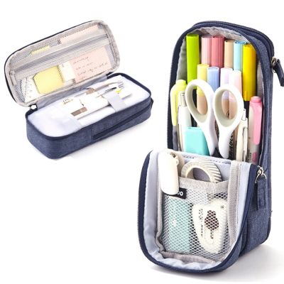 ANGOO Pen Bag Two Layer Foldable Phone Holder for Stationery School