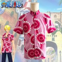 New Anime ONE PIECE Sanji Pink Shirt For Unisex Adult Kids Summer Short Sleeve Shirt Halloween Party Cosplay Costume