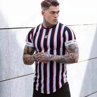 Sik Zijde 2021 Zomer Mannen Nieuwe เสื้อยืดลำลองแฟชั่น Gestreepte Tide Merk Hip-Hop Korte Mouwen Straat Kleding Sport เสื้อเพรียวบาง