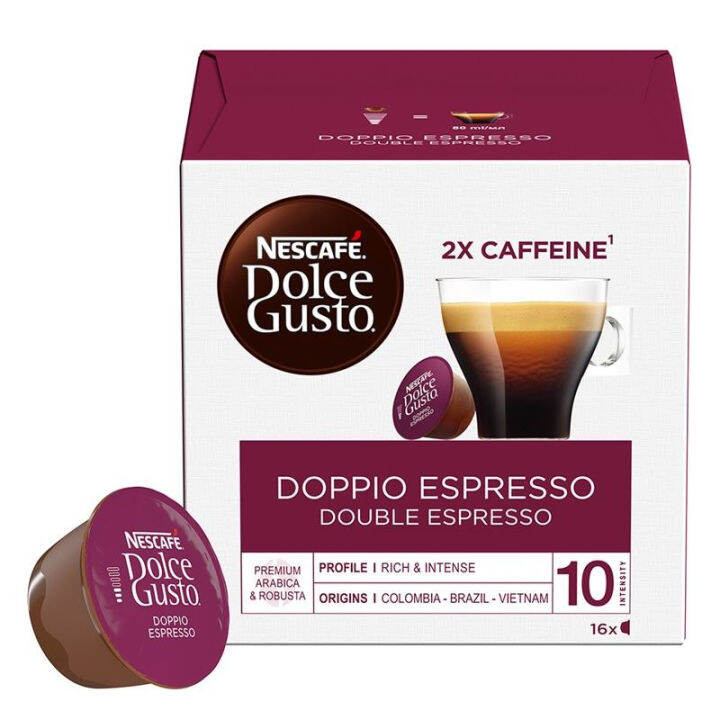 New!!Nescafe Dolce Gusto Espresso Doppio 2x caffeine Intensity 10/