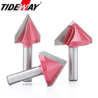 Tideway 1pcs 6mm V Bit End Mill CNC 3D Router Bits ไม้ทังสเตนคาร์ไบด์ 60 90 120 Deg MDF เครื่องตัดมิลลิ่งงานไม้