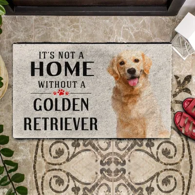 Its Not-a Home Without A Golden Retriever Doormat Decor Print Animal Dog Floor Door Mat Non-Slip 3D Soft Flannel Custom Car