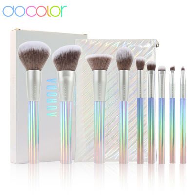 Docolor 9Pcs Eyeshadow Foundation Makeup Brush Women Cosmetic Powder Face Blush Blending Beauty Make Up Beauty Tool With Bag Makeup Brushes Sets