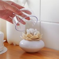 1Pcs Flower Design Cotton Swab Holder Storage Container Toothpicks Organizer Tube with Dust Cover Plastic Toothpicks Storage Box