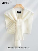 Solid color air conditioning shawl office 2023 new spring and autumn womens shoulder and neck warm shoulder knitted small vest outer wear 【SSY】