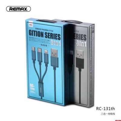 SY REMAX 3 in 1 DATA cable สายชาร์จ แบบสายผ้า 3หัว  รุ่น RC-131th