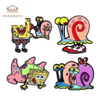 WSRYHDFE SpongeBob หมุดเคลือบรูปหอยทากการ์ตูน โลหะผสมอัลลอยด์ กระโหลกศีรษะ การ์ตูนลายการ์ตูน เข็มกลัดโดนัทฟักทอง ฮาโลวีน