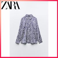 Zara ฤดูร้อน ใหม่ เสื้อผ้าผู้หญิง พิมพ์ลาย ผ้าไหมซาติน เสื้อเชิ้ต