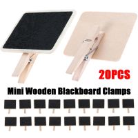 20pcs Mini Blackboard Wooden Clip Long Photos Peg Memo Clips Ornaments Wood Message Slate Rectangle Clip Panel for Wedding Party