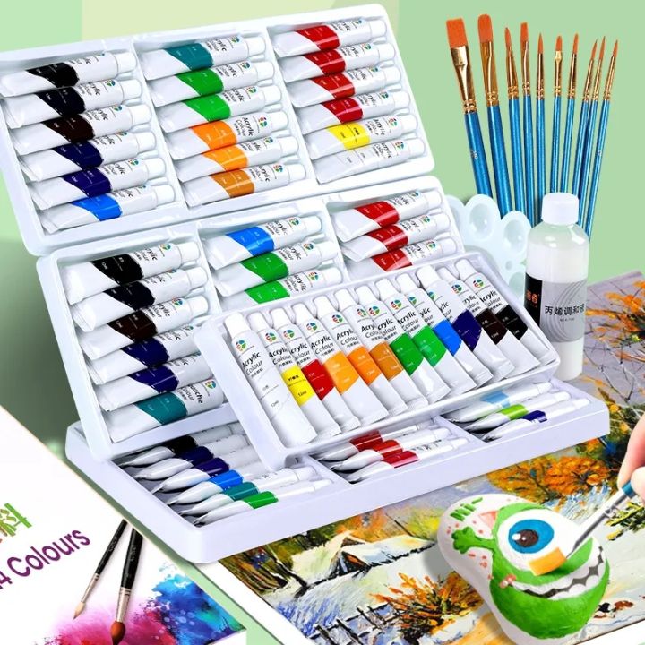 Acrylic Paint 12 ColorsTube Acrylic Paint Set, Paint for Clothing, Painting,  Rich Pigments for Artists Painting