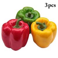 3pcs ประดิษฐ์ Peppers จำลองผักปลอมสำหรับ Home เครื่องครัว Decor