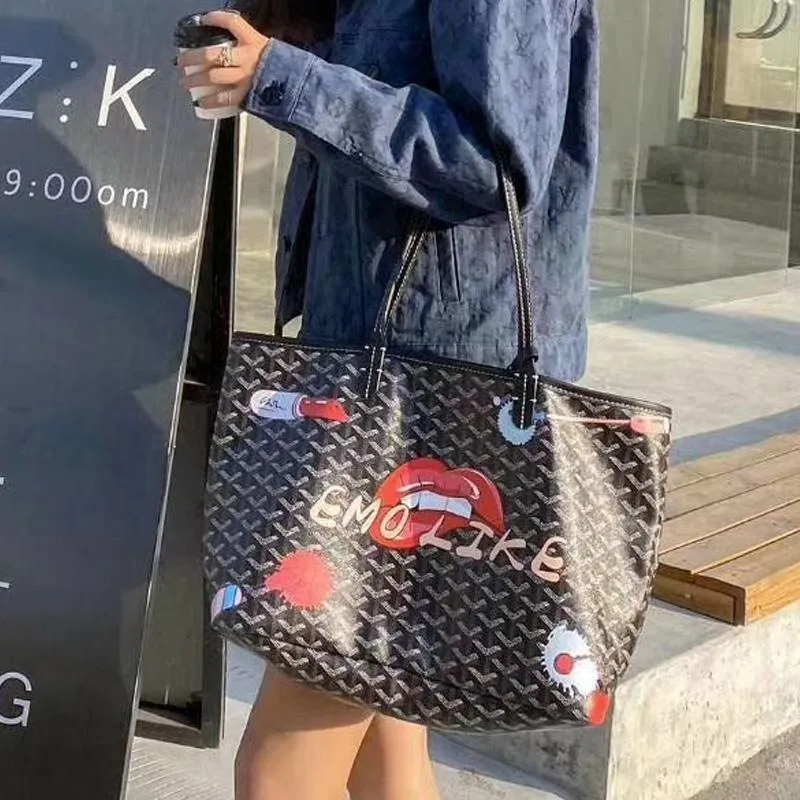 Ready Stock goyard bag 2020 Korea Dongdaemun Dog Tooth EMO Vegetable Basket Tote  Handbag Child Mother