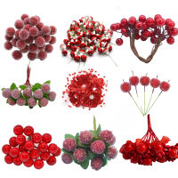 Berry ดอกไม้ประดิษฐ์ผลไม้สีแดง Artificia Berry จำลอง Cherry Stamen Berries สำหรับตกแต่งบ้านคริสต์มาส DIY ของขวัญพวงหรีด