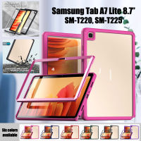 สำหรับซัมซุงกาแล็กซีแท็บ A7 Lite (2021) 8.7 "SM-T225N SM-T220 SM-T225แฟชั่นกันกระแทก Casing Tablet เต็มรูปแบบ ° 360เคสกันกระแทกฝาหลังแบบใสกรอบที่ถอดออกได้2 In1