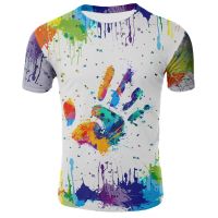 Summer Big Palm Pattern Print T-shirt For Men Casual O-Neck Short-Sleeved t-shirts Trend Breathable Personality Graphic t shirts