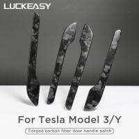 LUCKEASY For Tesla Model3 Y X S 2016-2023 True Carbon Fiber Door Handle Cover Exterior Accessories Door Handle Decoration Patch