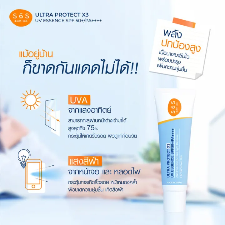 sos-ultra-protect-x3-uv-essence-spf50-pa-30ml-เอะสึ-โอ-เอะสึ-เอสเซนส์กันแดดเนื้อบางเบา