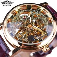 Winner Mechanical Watch Mens Mechanical Watch Fashion Casual Retro Roman Skeleton Watch Manual Mechanical Watch 【QYUE】