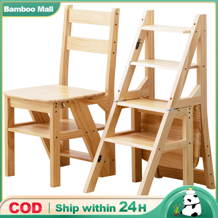 4 Layer Ladder Chair Step Ladder Folding Chair Wood Storage Rack ...