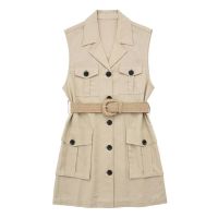 European and American style summer new fashion trend womens belt linen blended vest 4745021 743