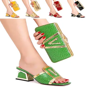 Ladies Sandals with Heels Matching Shoes and Bag Set In Heels