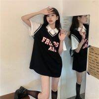 T-shirt short sleeve sweet cool fake two large womens basketball shirt design sense lower garment mT恤短袖甜酷假两件大码女篮球服设计感下衣失踪2021上衣