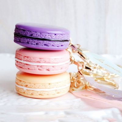 [HOT CPPPPZLQHEN 561] Macaron จี้พวงกุญแจสำหรับผู้หญิงสาวสีทองโลหะผสมสังกะสีหญิงกระเป๋าเสน่ห์รถพวงกุญแจพวงกุญแจกับเครื่องประดับกล่องของขวัญ